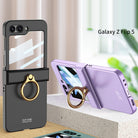 Electroplated hinge all-inclusive Case with Ring Front Screen Tempered Glass Protective Film For Samsung Galaxy Z Flip5 - mycasety2023 Mycasety