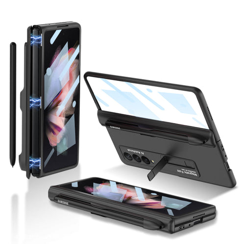 Magnetic Frame Plastic Stand Tempered Glass Screen All-included Case With Pen Slot For Samsung Galaxy Z Fold 3 5G - {{ shop_name}} Varyfun