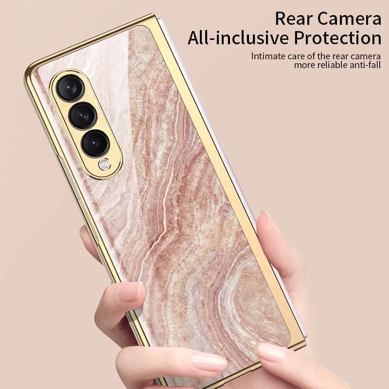 Marble Glass Case For Samsung Galaxy Z Fold 3 5G - {{ shop_name}} varyfun