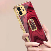 Load image into Gallery viewer, Luxury Baroque Plating Anti-knock Protection Tempered Glass Case With Ring Holder For iPhone - {{ shop_name}} varyfun
