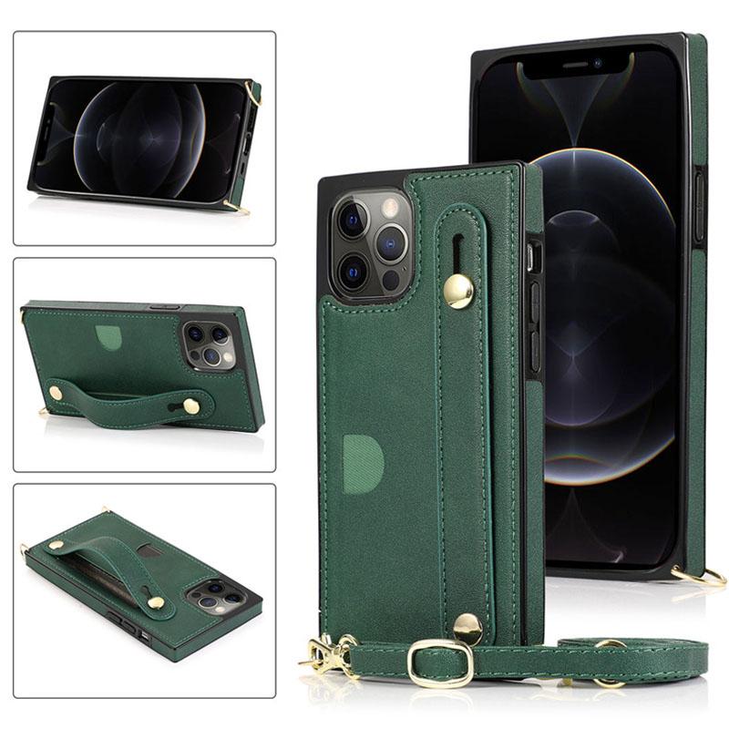 2021 Luxury Brand Leather Stand Holder Square Case For iPhone 12 Pro Max Mini 11 XS XR 6 7 8 Plus SE 2020 Cover - {{ shop_name}} varyfun