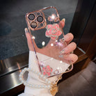 Luxury Camellia Transparent iPhone case with Lens Film - mycasety2023 Mycasety