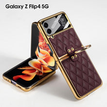 Load image into Gallery viewer, Luxury Leather Electroplating Diamond Protective Cover For Samsung Galaxy Z Flip4 Flip3 5G - {{ shop_name}} varyfun
