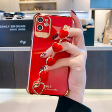 Load image into Gallery viewer, 2021 Luxury Electroplated Gold Plating Heart Fabric Bracelet Case For iPhone 12Pro MAX 11 XS XR 7 8 Plus - {{ shop_name}} varyfun
