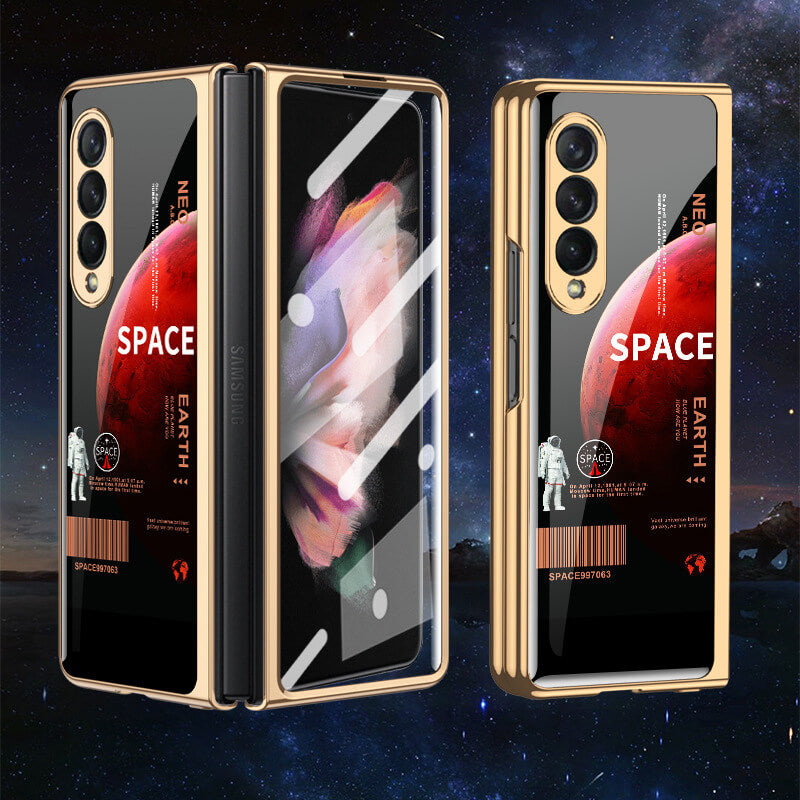 Tempered Glass Plating Case For Samsung Galaxy Z Fold 3 2 5G With Outer Screen Film - {{ shop_name}} varyfun