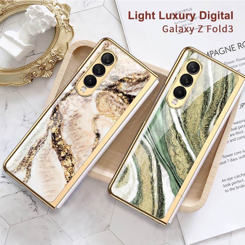 Natural Marble Glass Case For Samsung Galaxy Z Fold 3 5G - {{ shop_name}} varyfun