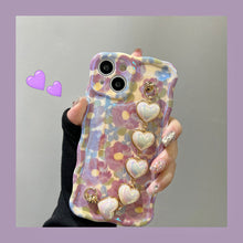 Load image into Gallery viewer, Purple Oil Painting Flower Wristband Chain iPhone Case - {{ shop_name}} varyfun
