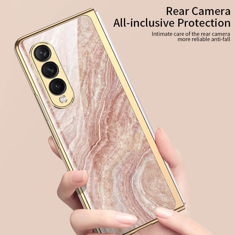 Luxury Marble Glass Case For Samsung Galaxy Z Fold 3 5G - {{ shop_name}} varyfun