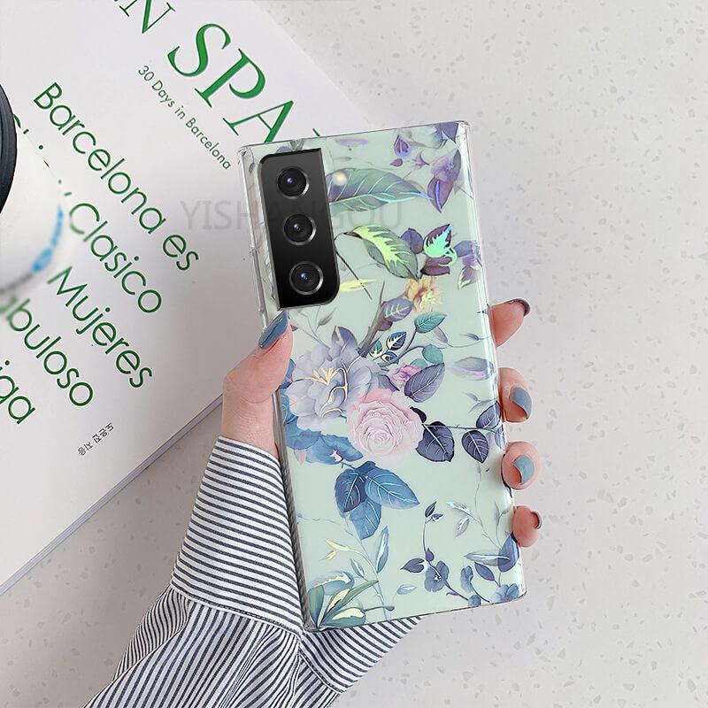 2021 Laser Flower Pattern Protective Cover For Samsung S21 S20 S10 A72 A52 A42 A32 - {{ shop_name}} pphonecover