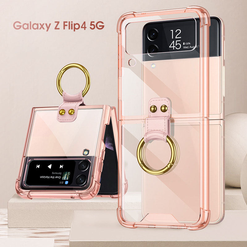 NEWEST Transparents Airbag Ring Holder Anti-knock Protection Cover For Samsung Galaxy Z Flip4 Flip3 5G - {{ shop_name}} varyfun