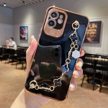 Load image into Gallery viewer, 2021 Luxury Electroplated Gold Plating Four Leaf Clover Bracelet Case For iPhone 12Pro MAX 11 XS XR 7 8 Plus - {{ shop_name}} varyfun
