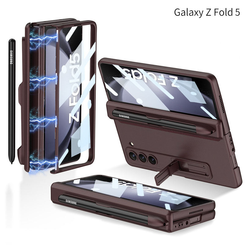 Samsung Galaxy Z Fold5 Case Full Coverage Case with Tempered Glass Protector and Pen Tray Holder - mycasety2023 Mycasety