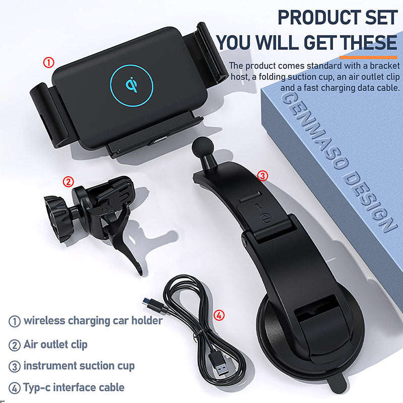 Automatic Clamping Car Wireless Charger for Samsung Galaxy Z Fold 3 2 Note20 S20 iPhone 12 11 13 Max Air Vent Mount Phone Holder - {{ shop_name}} varyfun