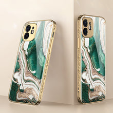 Load image into Gallery viewer, Luxury Baroque Marble Pattern Plating Anti-knock Protection Tempered Glass Case For iPhone - {{ shop_name}} varyfun
