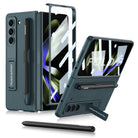 Slim Leather Samsung Galaxy Z Fold 5 Case with Front Screen Tempered Glass Protector & Pen Slot & Stylus - {{ shop_name}} varyfun