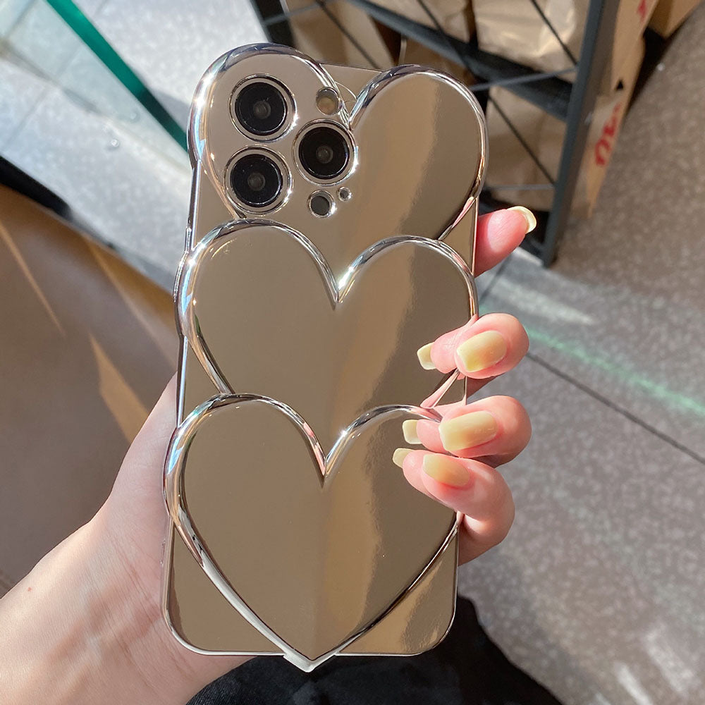 Silver Plated Chain Heart iPhone Case - {{ shop_name}} varyfun