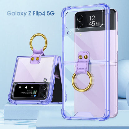 NEWEST Transparents Airbag Ring Holder Anti-knock Protection Cover For Samsung Galaxy Z Flip4 Flip3 5G - {{ shop_name}} varyfun