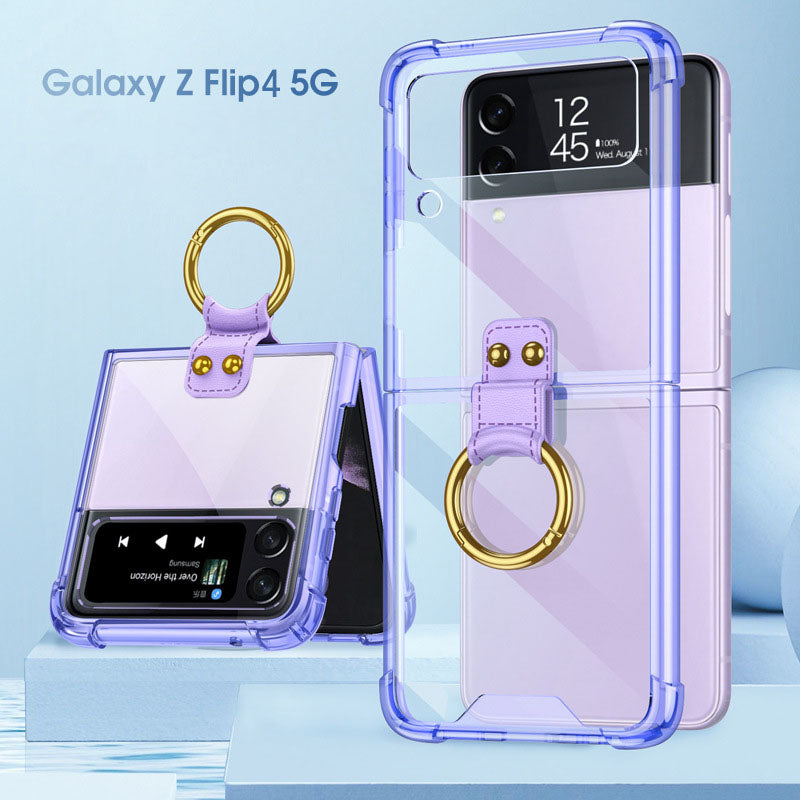 NEWEST Transparents Airbag Ring Holder Anti-knock Protection Cover For Samsung Galaxy Z Flip4 Flip3 5G - {{ shop_name}} varyfun