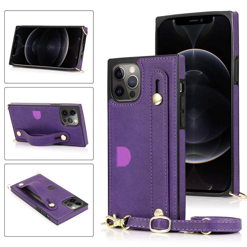 2021 Luxury Brand Leather Stand Holder Square Case For iPhone 12 Pro Max Mini 11 XS XR 6 7 8 Plus SE 2020 Cover - {{ shop_name}} varyfun