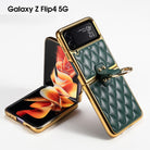 Luxury Leather Electroplating Diamond Protective Cover For Samsung Galaxy Z Flip 4 5G - {{ shop_name}} varyfun
