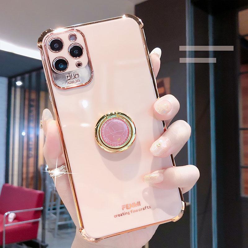 Luxury Electroplated Gold Plating Glitter Case with Ring Holder For iPhone 12Pro MAX 11 Pro XS MAX XR 7 8 Plus - {{ shop_name}} varyfun