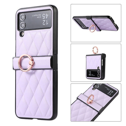 High-grade Rhombic Leather Ring Buckle For Samsung Galaxy Z Flip3/4 Case - mycasety2023 Mycasety