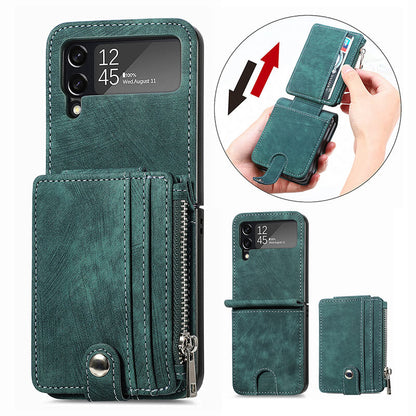 Wallet Case For Samsung Galaxy Z Flip4 Flip3 with Detachable Card Slot Kickstand Zipper - {{ shop_name}} varyfun