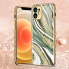 Luxury Baroque Marble Pattern Plating Anti-knock Protection Tempered Glass Case For iPhone - {{ shop_name}} varyfun