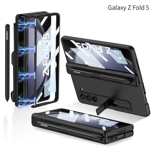 Samsung Galaxy Z Fold5 Case Full Coverage Case with Tempered Glass Protector and Pen Tray Holder - mycasety2023 Mycasety