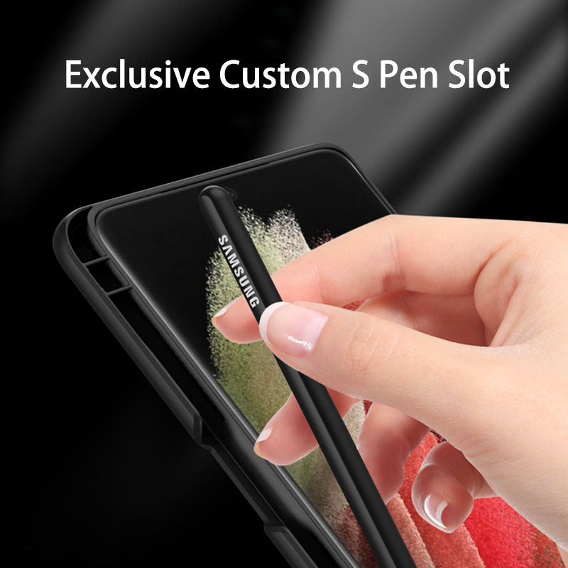 Ultra-thin Matte Magnetic Holder S Pen Slot Phone Case For S21 Ultra With Pen - {{ shop_name}} Dealggo.com