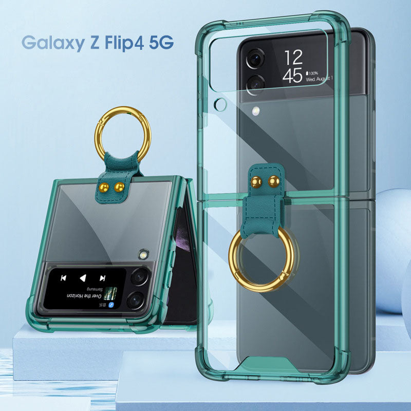 NEWEST Transparents Airbag Ring Holder Anti-knock Protection Cover For Samsung Galaxy Z Flip4 Flip3 5G - {{ shop_name}} varyfun