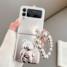 Load image into Gallery viewer, Solid Color Electroplated Bear Stand For Samsung Galaxy Z Flip3/4 5G Case
