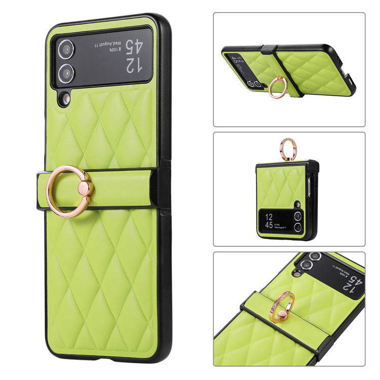High-grade Rhombic Leather Ring Buckle For Samsung Galaxy Z Flip3/4 Case - mycasety2023 Mycasety