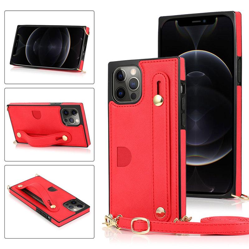 2021 Luxury Brand Leather Stand Holder Square Case For iPhone 12 Pro Max Mini 11 XS XR 6 7 8 Plus SE 2020 Cover - {{ shop_name}} varyfun