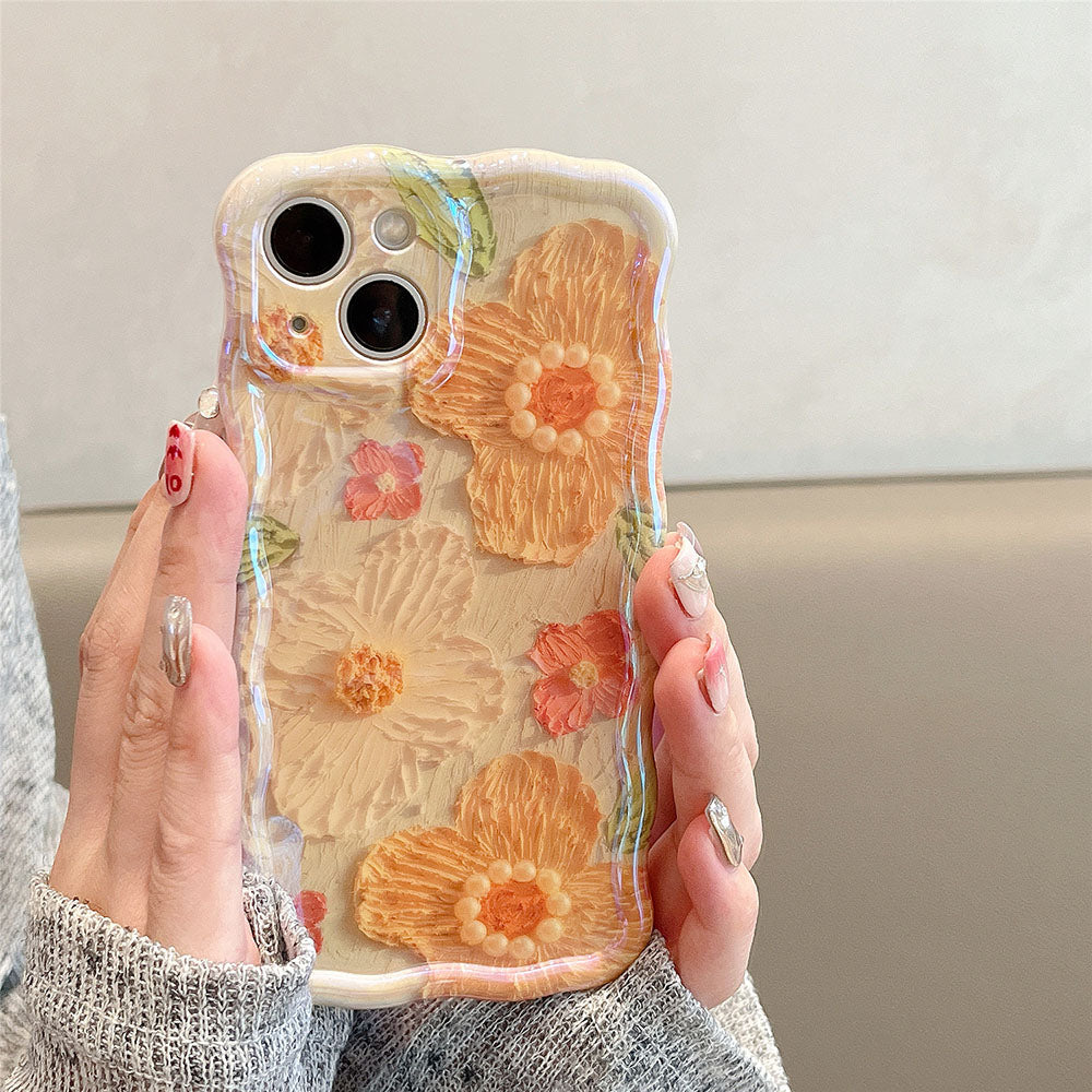 Luxury Pearl Oil Painting Flower iPhone Case - {{ shop_name}} varyfun