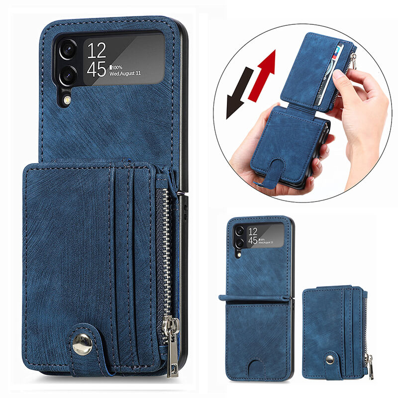 Wallet Case For Samsung Galaxy Z Flip4 Flip3 with Detachable Card Slot Kickstand Zipper - {{ shop_name}} varyfun