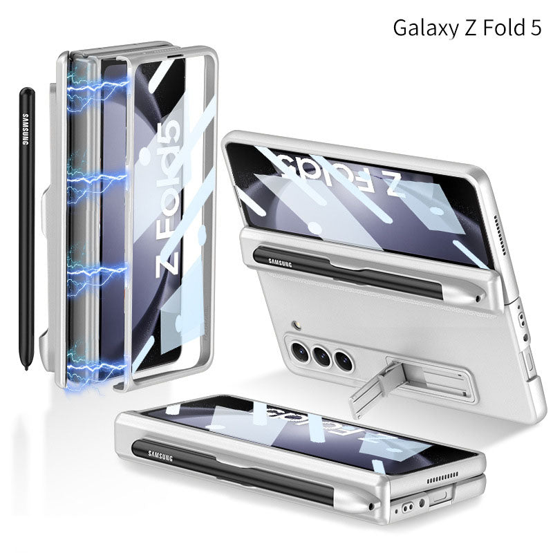 Samsung Galaxy Z Fold5 Case Full Coverage Case with Tempered Glass Protector and Pen Tray Holder - mycasety2023 Mycasety