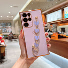 Lovely Plating Heart Bracelet Camera All-inclusive Protective Case For Samsung Galaxy S22 S21 Ultra Plus - {{ shop_name}} varyfun.com