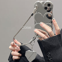 Load image into Gallery viewer, Silver Plated Chain Heart iPhone Case - {{ shop_name}} varyfun
