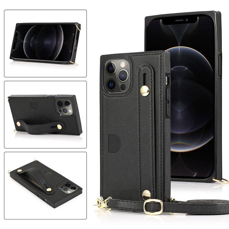 2021 Luxury Brand Leather Stand Holder Square Case For iPhone 12 Pro Max Mini 11 XS XR 6 7 8 Plus SE 2020 Cover - {{ shop_name}} varyfun