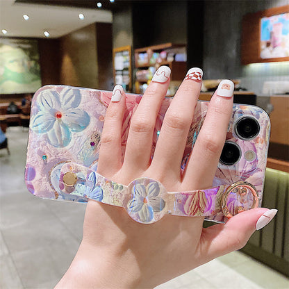 Oil Painting Flower Wristband Holder iPhone Case - {{ shop_name}} varyfun