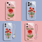 Oil Painting Tulip Liquid Glass iPhone Case - mycasety2023 Mycasety