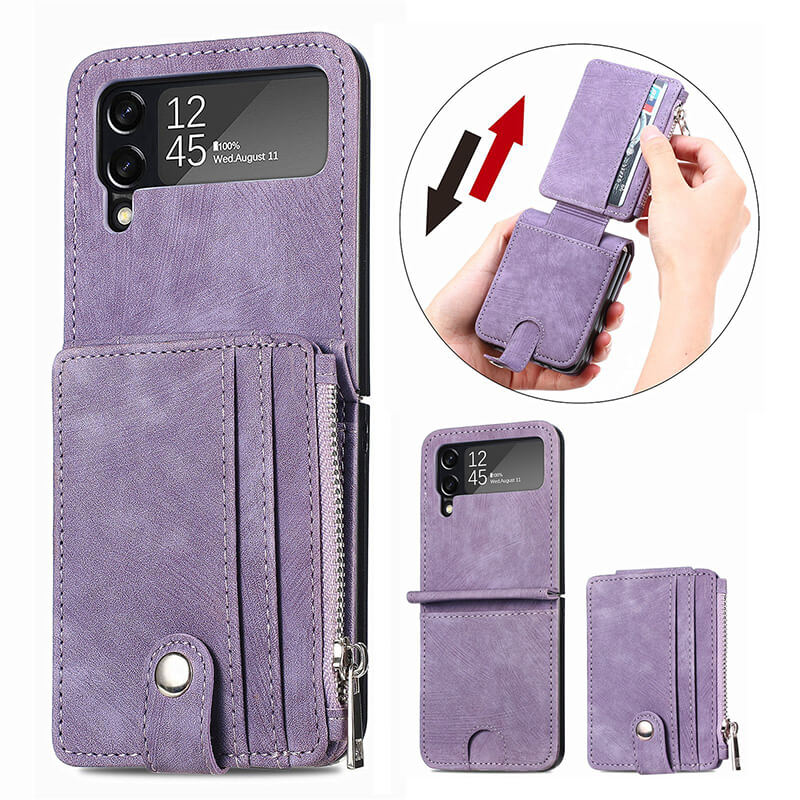 Wallet Case For Samsung Galaxy Z Flip4 Flip3 with Detachable Card Slot Kickstand Zipper - {{ shop_name}} varyfun