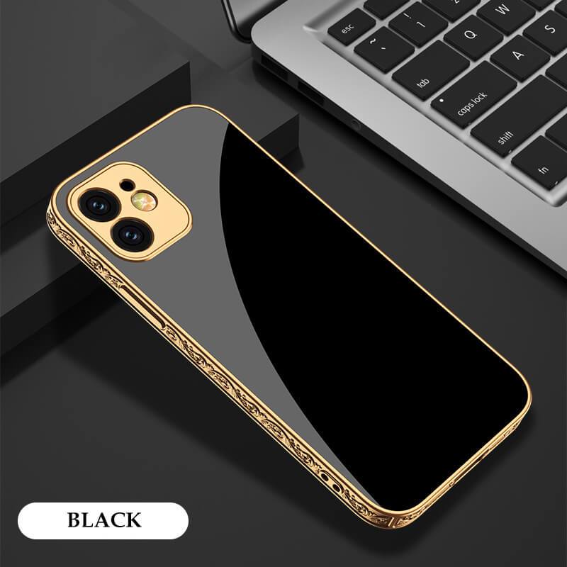 Luxury Baroque Style Carving Edge Protection Tempered Glass Case For iPhone 12 - {{ shop_name}} EasyOutdoor