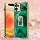 Luxury Plating Anti-knock Protection Tempered Glass Case With Ring Holder For iPhone&Samsung - {{ shop_name}} varyfun