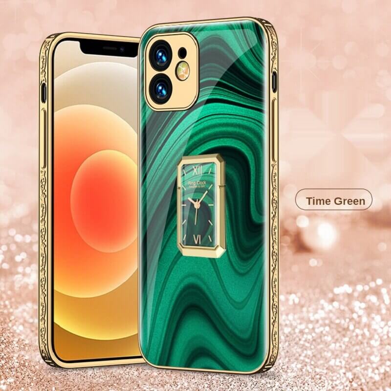 Luxury Plating Anti-knock Protection Tempered Glass Case With Ring Holder For iPhone&Samsung - {{ shop_name}} varyfun