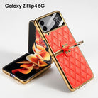 Luxury Leather Electroplating Diamond Protective Cover For Samsung Galaxy Z Flip4 Flip3 5G - {{ shop_name}} varyfun