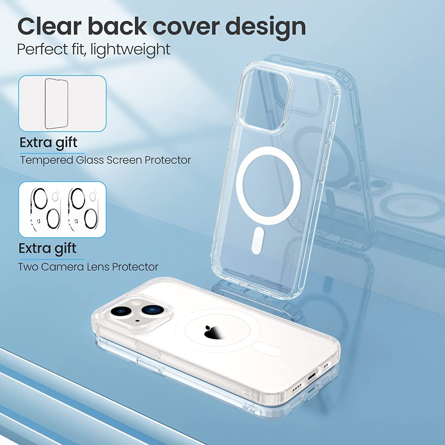 Magnetic Magsafe Clear Protective iPhone Case With Screen Protector Film & Lens Film - mycasety2023 Mycasety