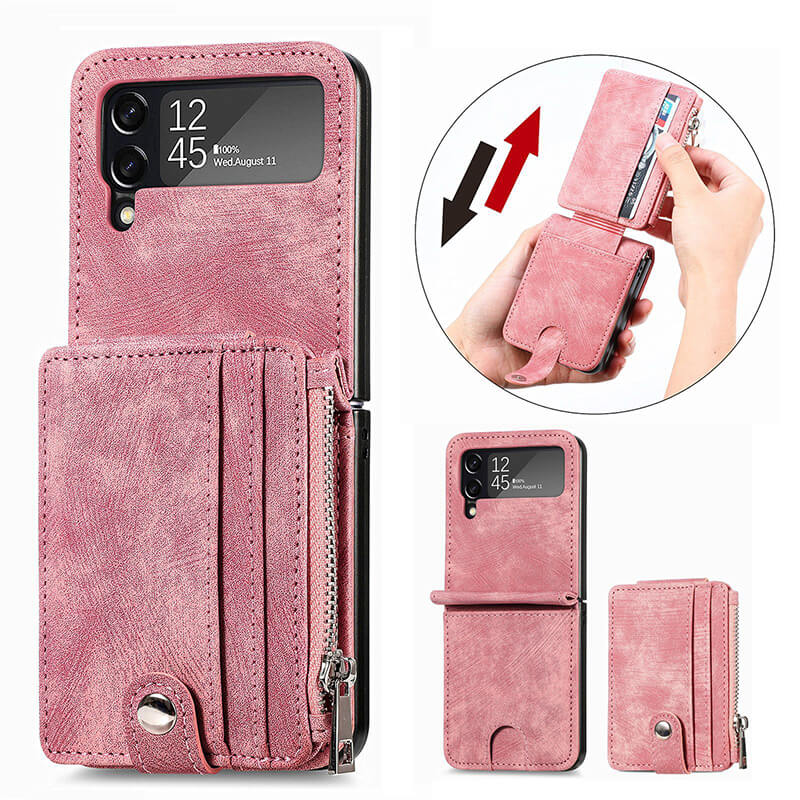 Wallet Case For Samsung Galaxy Z Flip4 Flip3 with Detachable Card Slot Kickstand Zipper - {{ shop_name}} varyfun