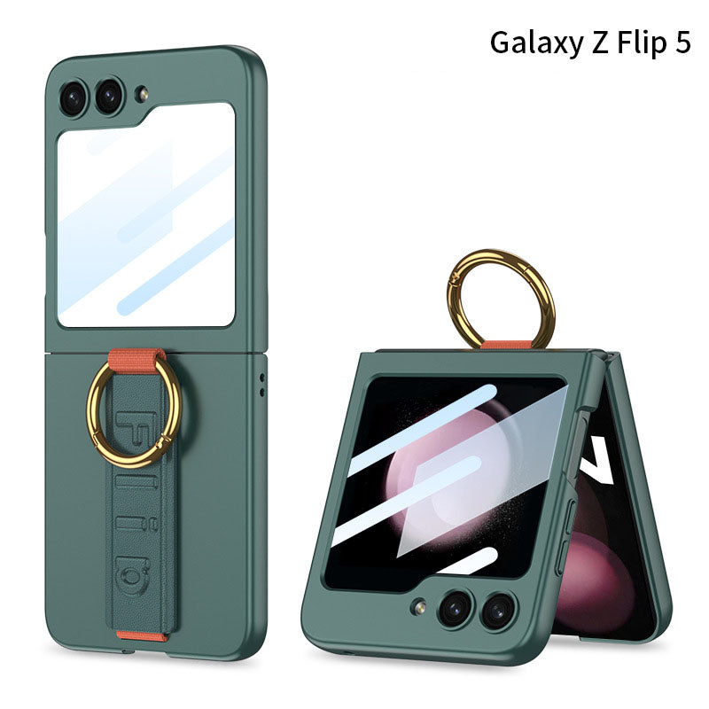 Samsung Galaxy Z Flip 5 Case with Tempered Glass Protector and Wrist Strap Bracelet - mycasety2023 Mycasety